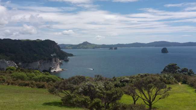 This is how Cathedral Cove looks from a distance