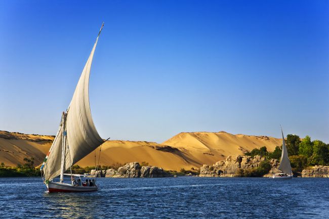 Boat on the Nile, the longest river in the world