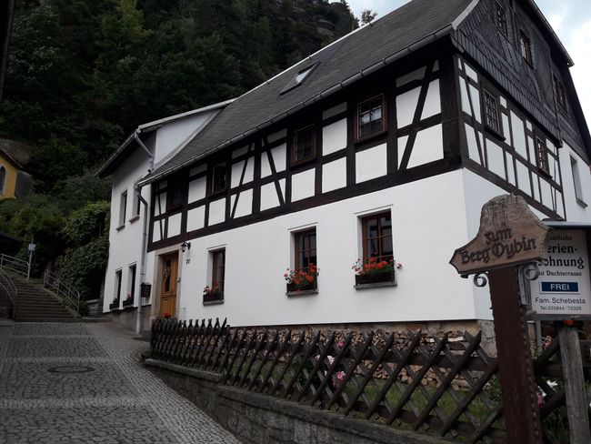 Half-timbered house at the castle cellar