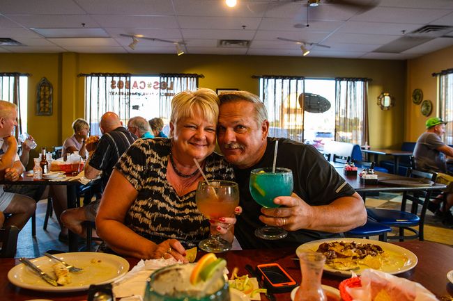 Michelle and Mark with the 'small' Margaritas