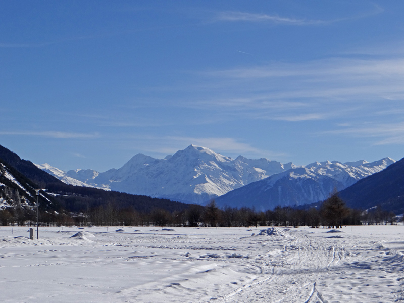 View of Ortler in Vinschgau from Reschensee