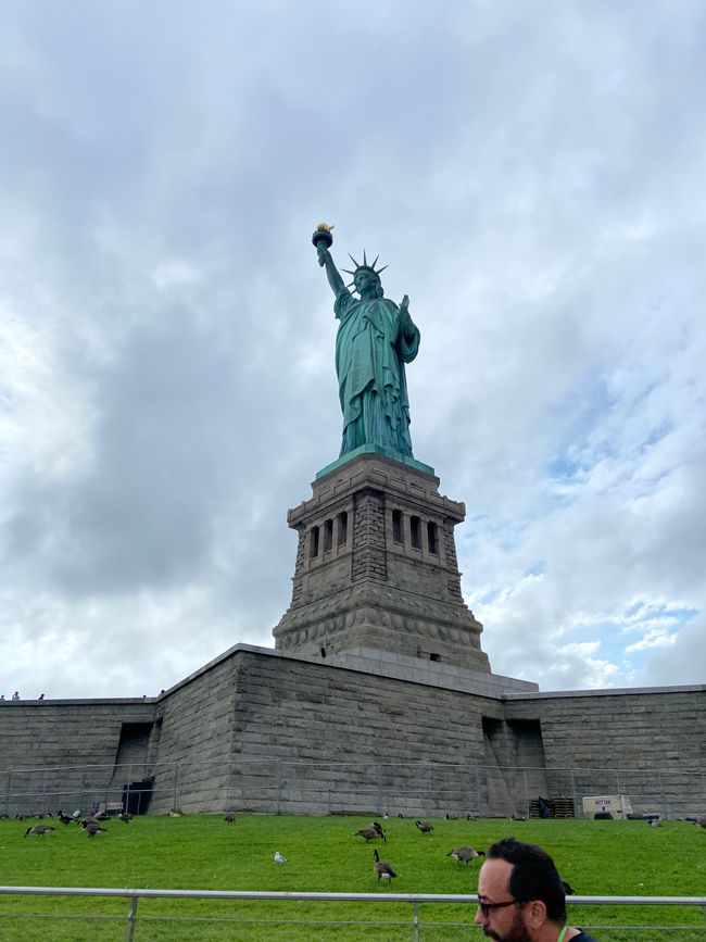 Liberty Island and a statue