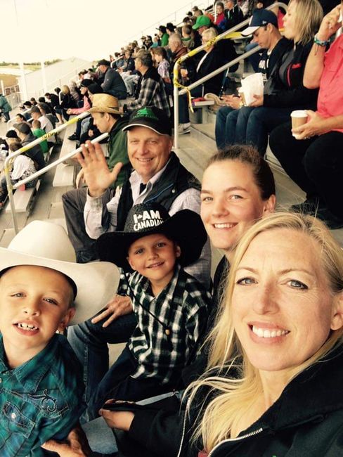 At the Bonnyville Pro Rodeo with Rob, Kalen, Christan, and Tanya