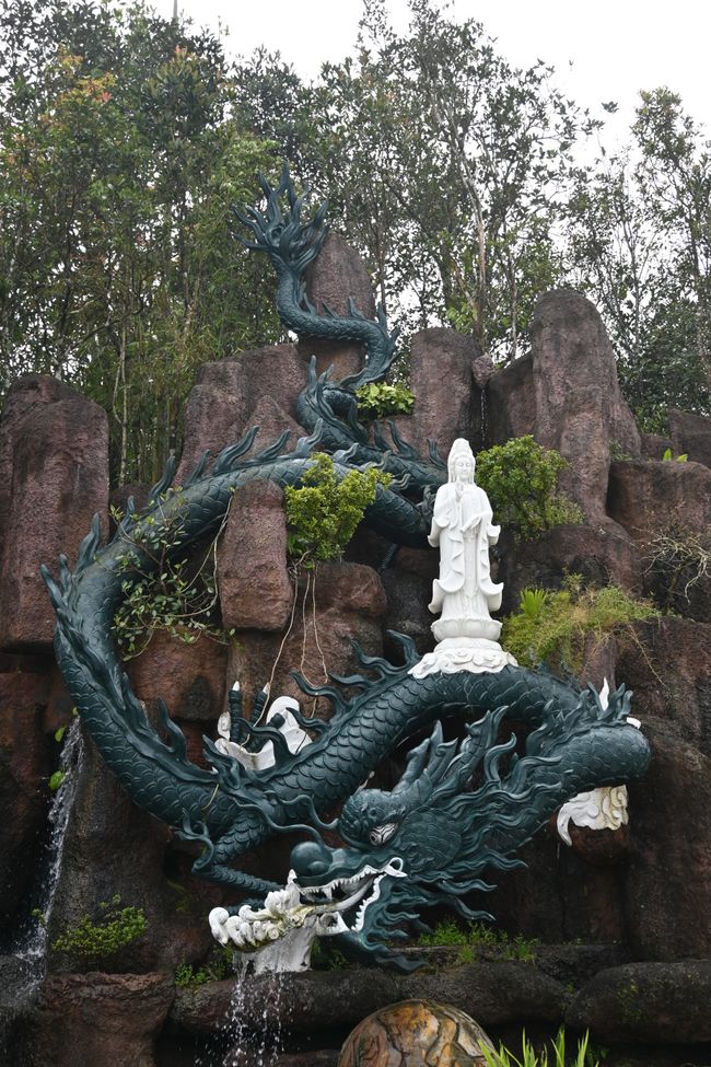 Dragon fountain with Lady Buddha statue