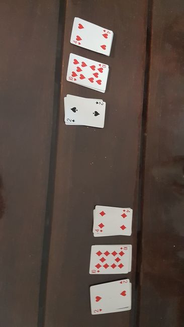 In the evening while playing cards, my luck. Twice exactly the same numbers in the same order.