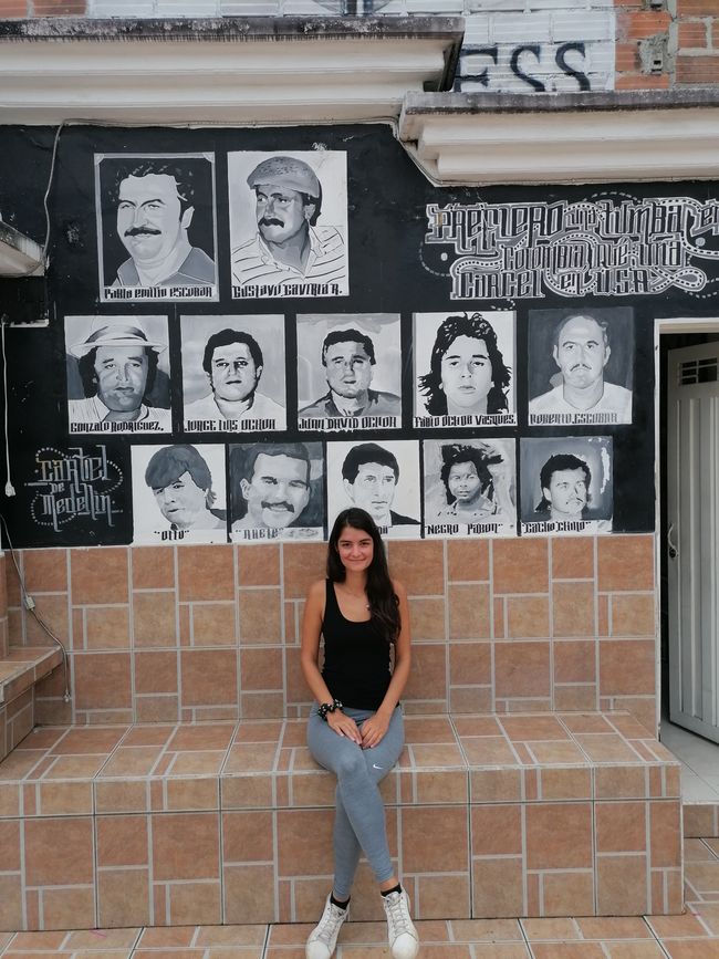 Anna in front of the Medellín Cartel