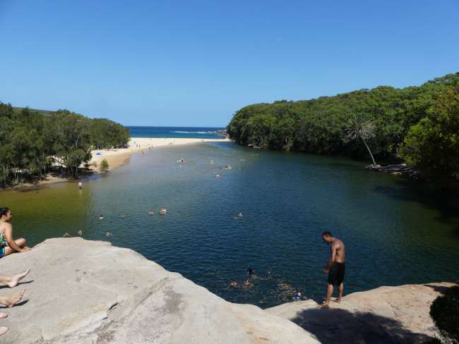View from the waterfall rock in Wattamolla