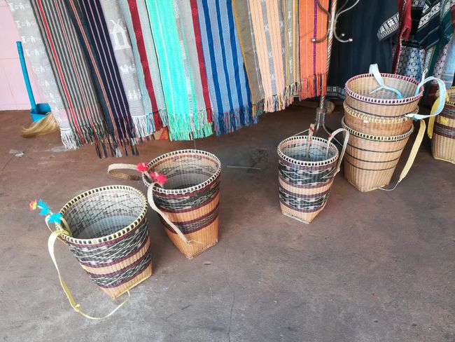 Baskets and scarves are produced by old women