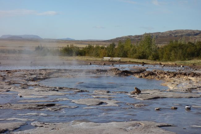 Strokkur, a geysir on a geothermal field with an abundance of hot springs
