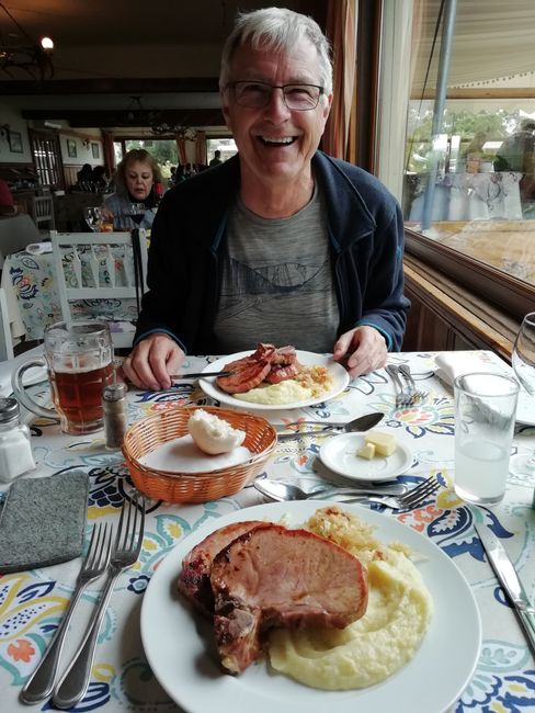 Helmut is eating Kassler and Sauerkraut - almost a German national meal