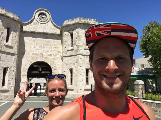 Two Germans in front of Fremantle Prison
