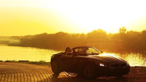 Heading towards the sunset in a modern convertible. Copyright: Bmw Cabriolet 4 Folgen - Free photo on Pixabay