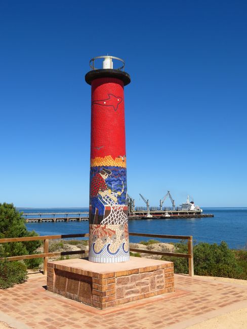 Lighthouse monument with harbor in Ceduna