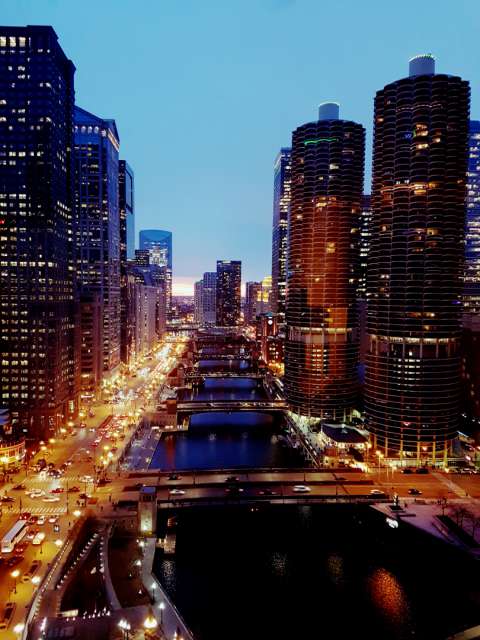 View from our room of the Chicago River
