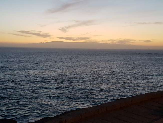 Evening atmosphere and view of the neighboring island La Gomera