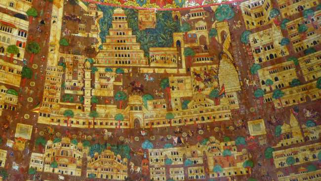 Deckenfresko in Nawalgarh: Die Altstadt von Jaipur