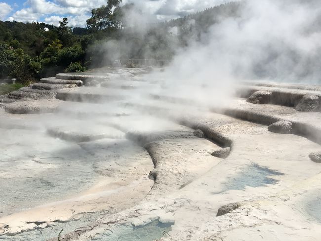 Huka Falls and geothermal zones on the way to Rotorua