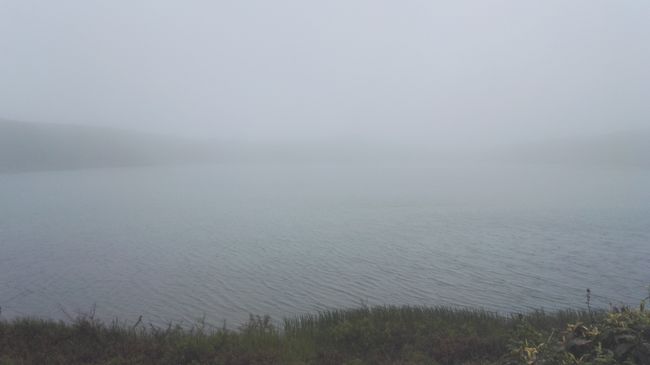 The fresh water lake is unfortunately full of fog
