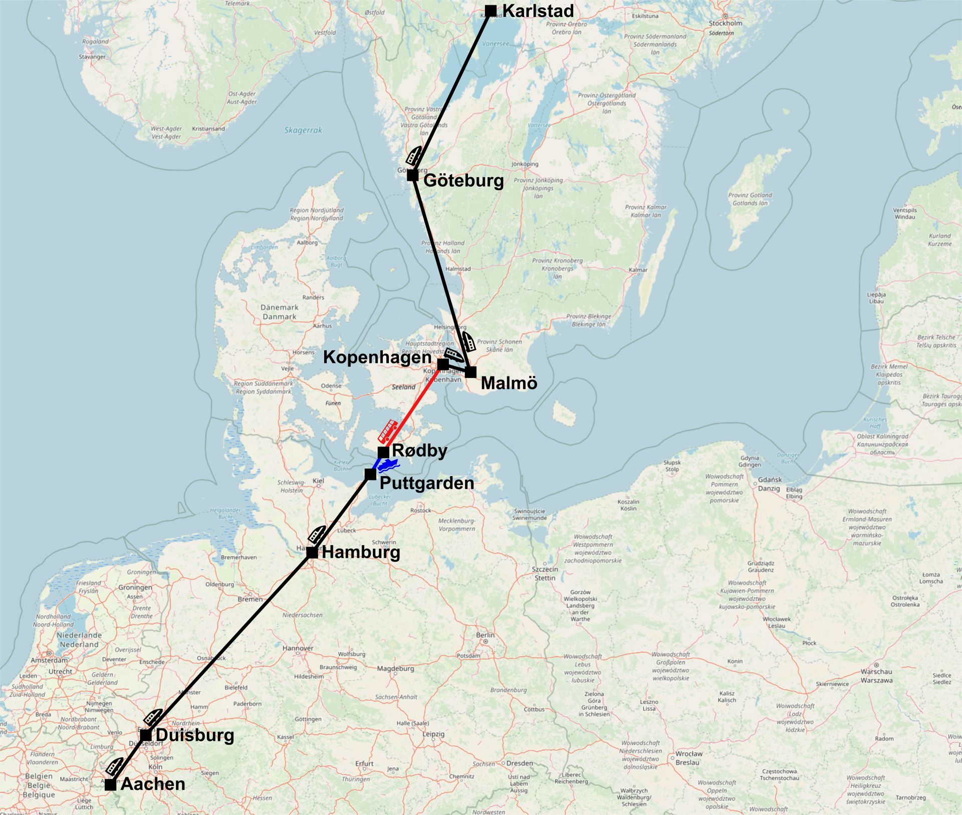 Travel route to Karlstad
