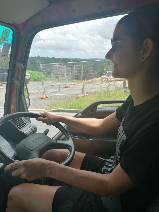 Anna driving the Truck