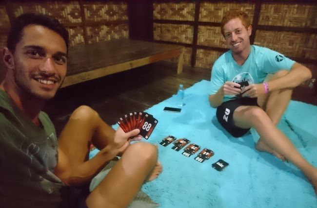 playing cards at the hostel:)