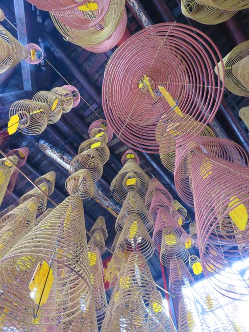 Huge incense coils in a temple