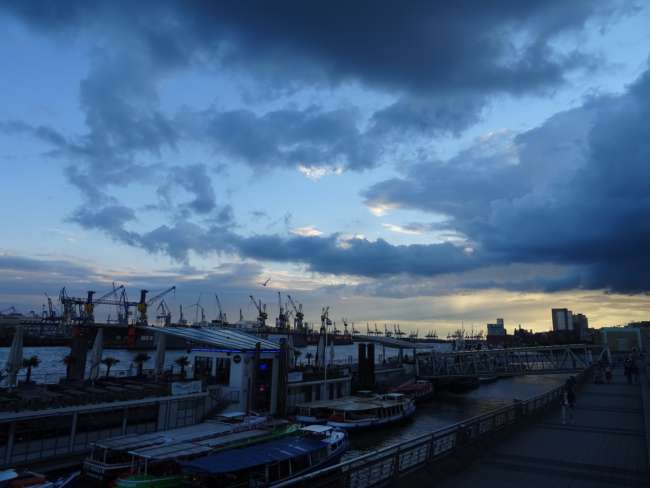 Hamburg Port in the evening