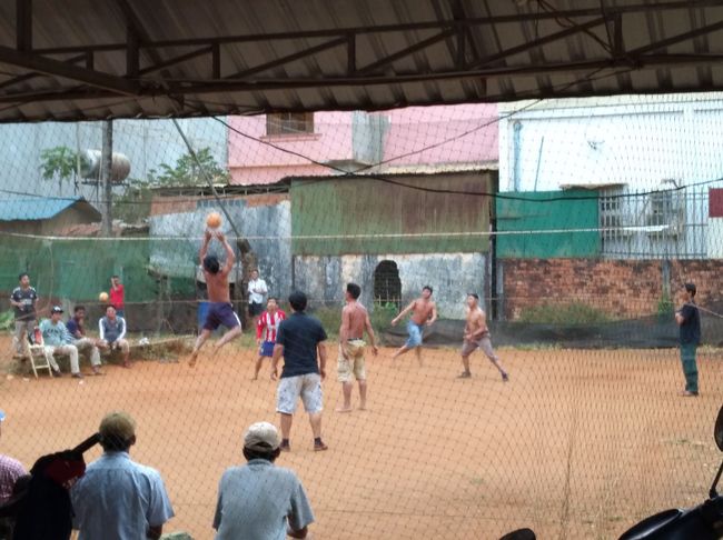 Cambodian cowboys playin' some volleyball