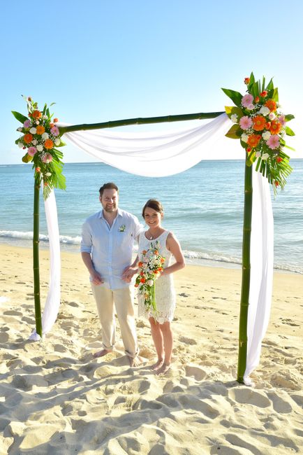 A small bamboo arch was set up on the beach, where the ceremony would take place.