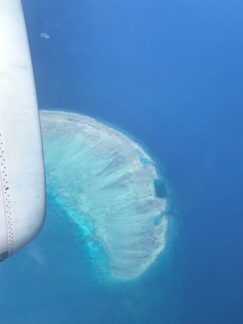 View of the Great Barrier Reef from the airplane