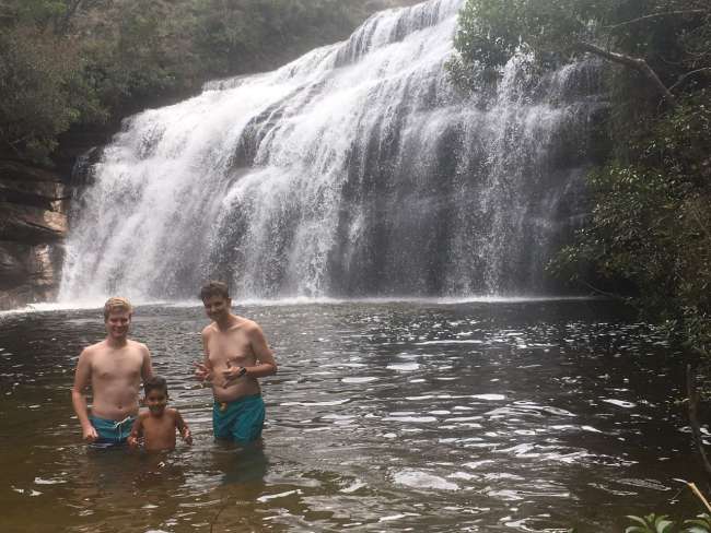 Swimming at the waterfall
