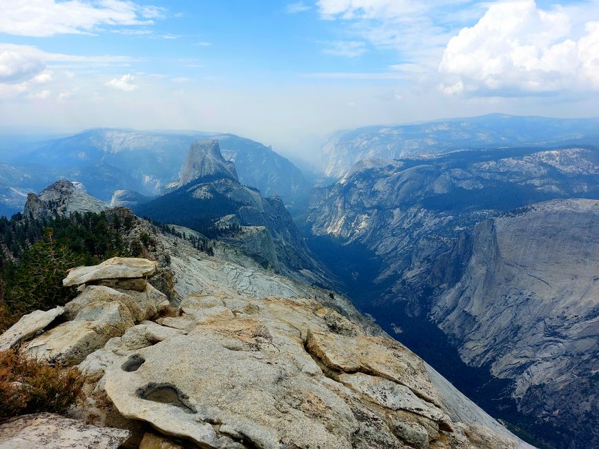 View of Half Dome in Yosemite Valley from the top of Cloud's Rest