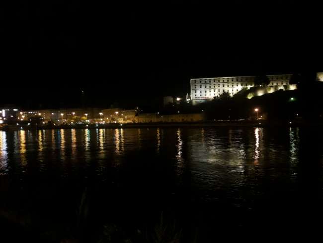Danube riverbank Linz at night