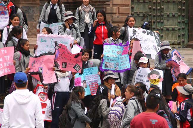 Girls' schools protesting loudly and passionately for women's rights