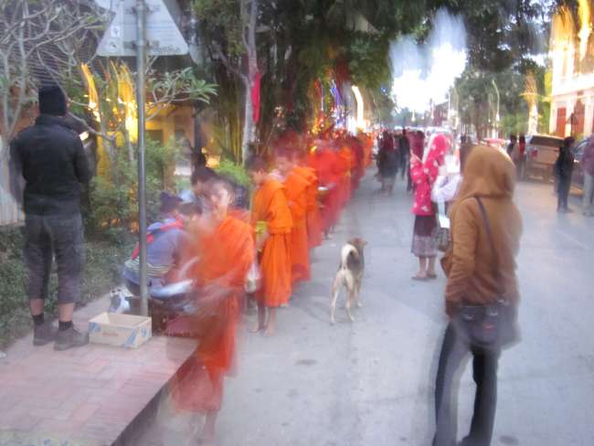 Allmorgendlicher Almosengang in Luang Prabang
