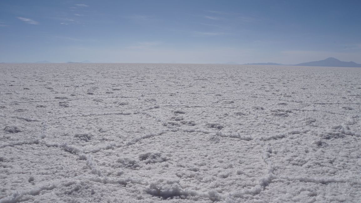 Perspective photo in the salt desert