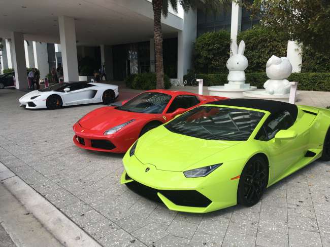 There are many expensive cars in Miami Beach