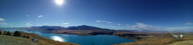View of the lake and the town of Tekapo