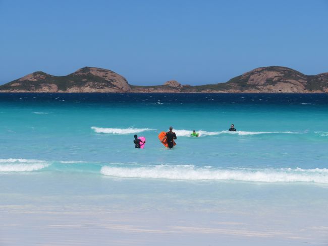 Fun in the water at Lucky Bay