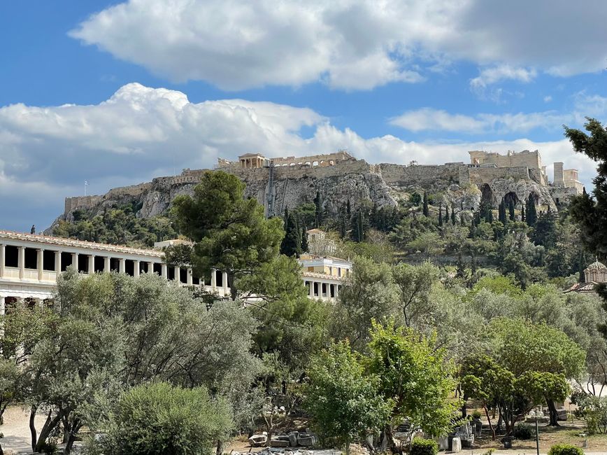 The Stoa of Attalos and the "ever-present" Acropolis.