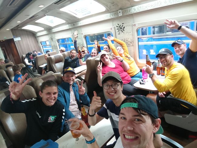 Final celebration on the train with the whole group