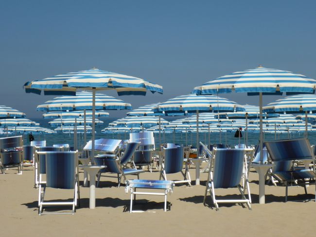 There were as many beach chairs and umbrellas as sand at the Adriatic beach