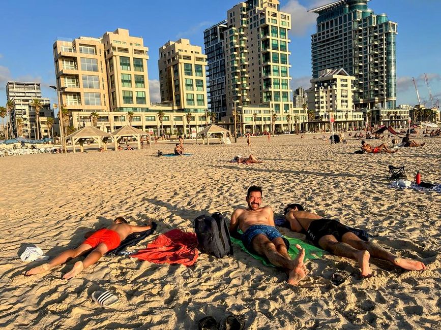 Ankunft und Jerusalem Beach