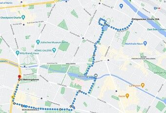 The path in google maps as an attempt