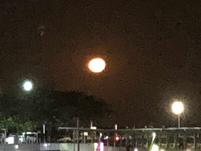 Auch wenn das Foto nicht gut wird mit all dem Licht herum - der australische Mond war heute Abend einfach eine Wucht... :-))