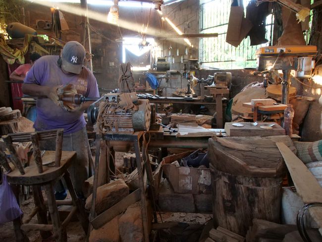 in the wood workshop