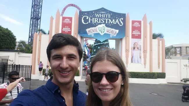 At the entrance of Warner Bros. Movie World - White Christmas, huh? :D
