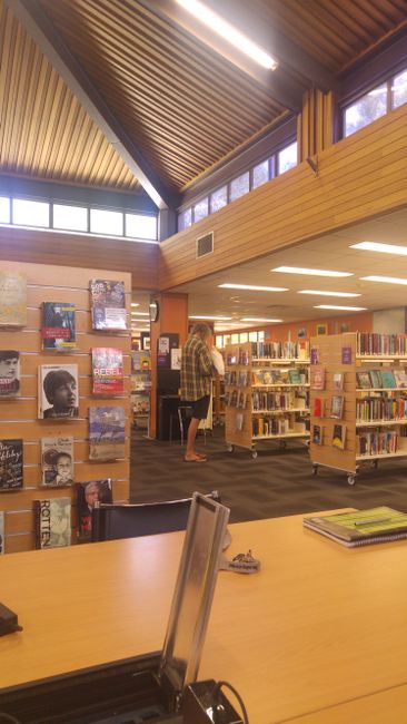 Bibliothek mit Kakadu