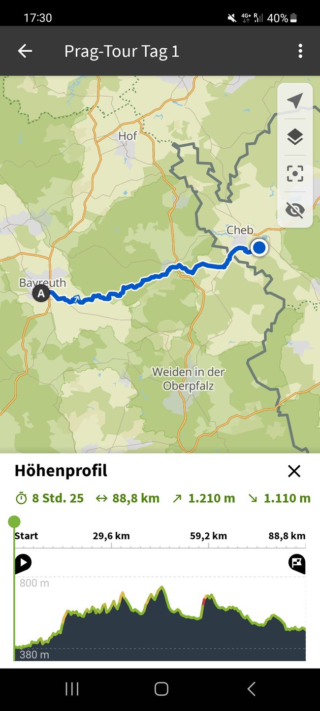 Day 1 from Bayreuth to Stebnice