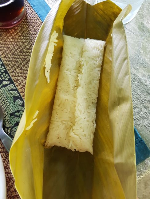 Im Bananenblatt gegarter Reis